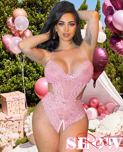 Image of Avidlove Women Lingerie Lace Bodysuit Teddy Lingeries V Neck Cut Out One Piece Mini Babydoll