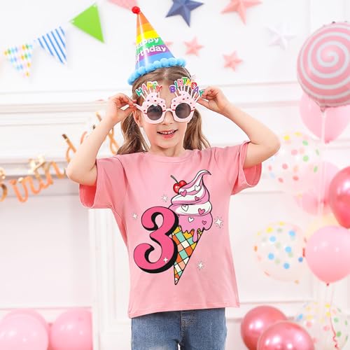 Lovekider Toddler Girls Birthday Shirts Sparkly Number Short Sleeve Tshirt 2nd 3rd 4th 5th Party T-Shirt Tees 2-5T4