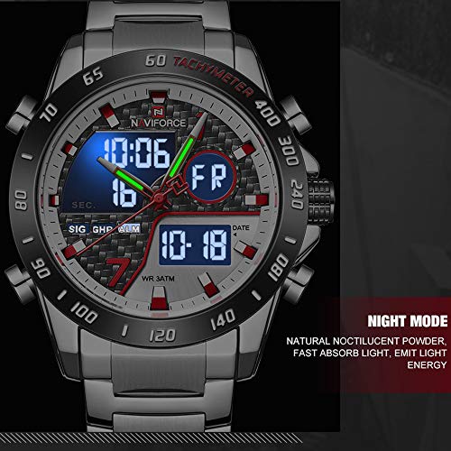 NAVIFORCE Watch for Men Dual Display Digital Quartz Watches Multifunctional Business Stainless Steel Wristwatch