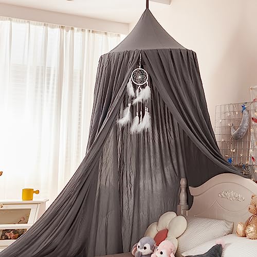 dix-rainbow Princess Decor Canopy for Kids Bed, Soft and Durable Bed Canopy for Girls Room Tent Canopy Dreamy Mosquito Net Bedding, Children Reading Nook Canopies Indoor(Grey)