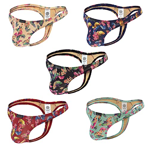 Evankin Men's Floral Print Thong Sexy Bikini G-String Underwear Male Breathable Hot Underpants Low-rise T-Back