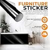 vgoltd Furniture Stickers Gloss Self Adhesive Vinyl Wrap Sticky Contact Paper Roll for Kitchen Countertop Cupboard Cabinets Wardrobe & Tabletops (Black, 30 x 500 cm) #1
