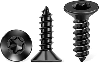 100 PCS #6 x 1/2" Flat Head Torx/Star Wood Screws, 18-8 (A2) Stainless Steel, Full Threaded & Black Coated for Durability, T15 Drive Bit Included, No.6 X 0.47 Length Multipurpose Screw by TPOHH