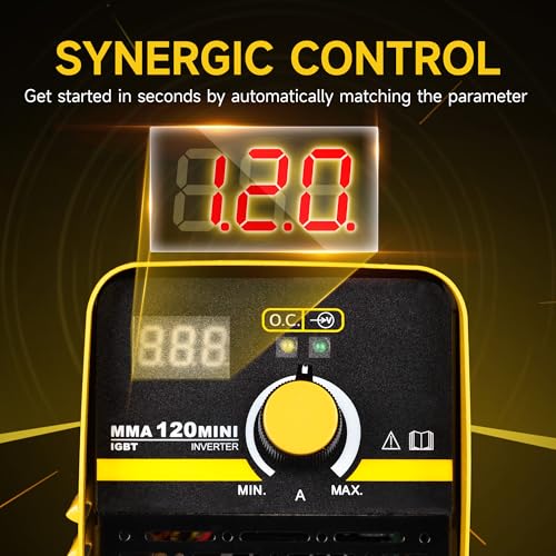 Sefaspe Stick Welder Machine, Mini Portable ARC MMA 110V 120A Welding Machine, IGBT Inverter Welder with Synergic Control, Hot Start, Arc force, Anti-Stick