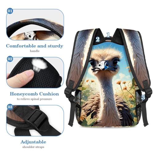 Sac à dos autruche avec trousse scolaire multicolore pour étudiants