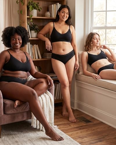 Image of FINETOO Cotton Underwear for Women Sexy Cheeky Lace Bikini Panties Soft Breathable Womens Underwear 6 Pack
