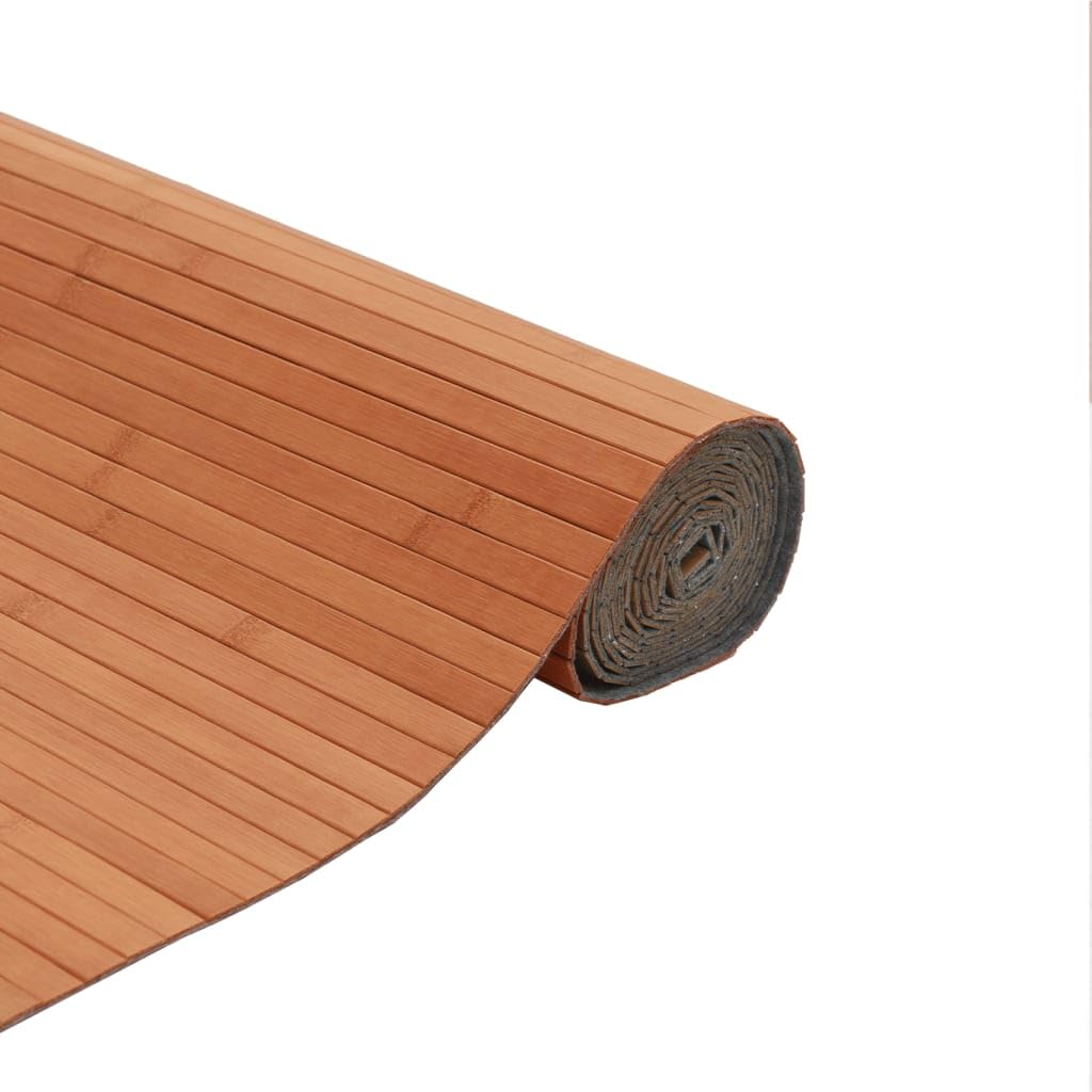 Alfombra rectangular marrón 80 x 500 cm de bambú - Alfombra de bambú antideslizante - Alfombra de bambú para cocina y baño