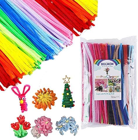 BECAON 300 Pcs Pipe Cleaners - 24 Colors Value Pack Creativity Craft Chenille Stems for DIY Art and Crafts Creative Projects and Decorations for Kids and Toddlers