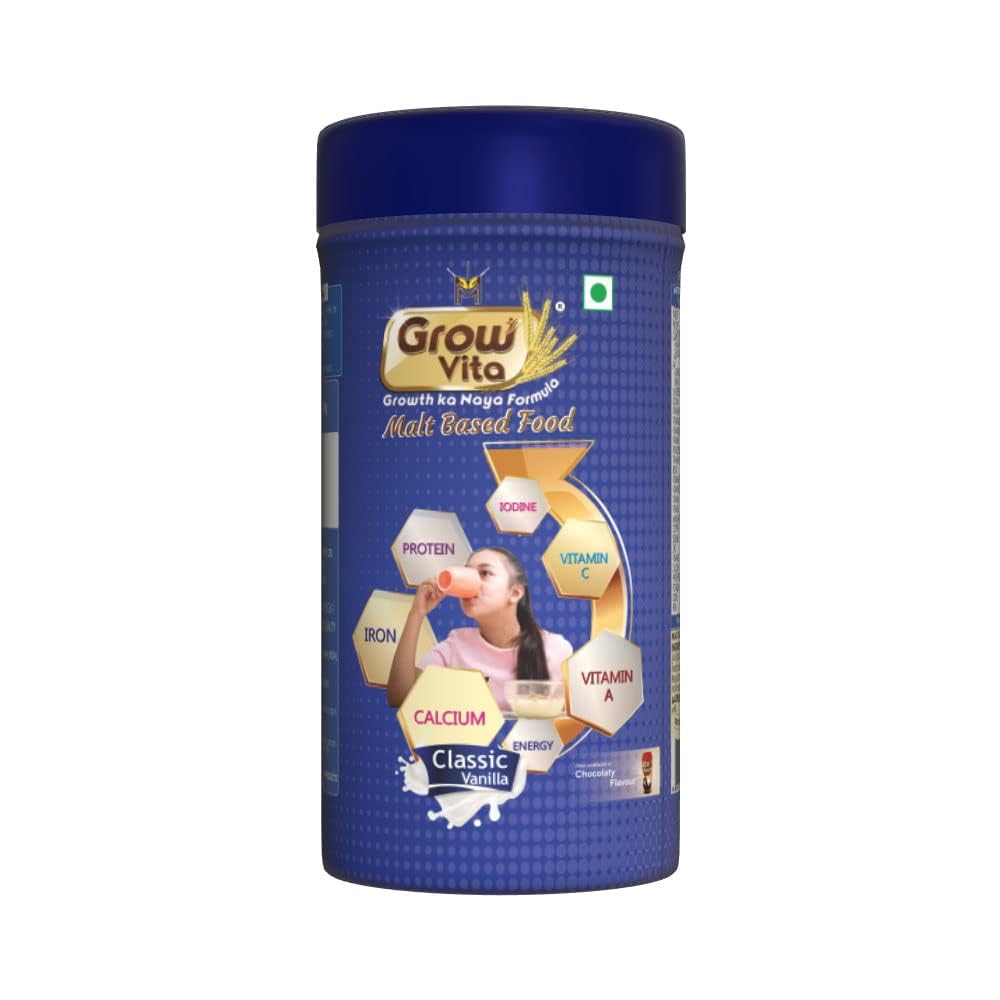 Grow Vita Growth Ka Naya Formula Delicious, Nutritious Malt Base Milk Food, Essential Nutrients Available, Vanilla Flavours Drink. 500GM (B0D2D6SVNY) Amazon Price History, Amazon Price Tracker