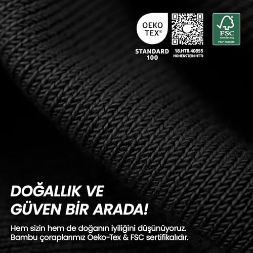 GoWith 6'lı Bambu Premium Siyah - Renkli Dikişsiz Kutulu Nefes Alabilir Klasik Erkek - Kadın Çorap 3560 - Görsel 5