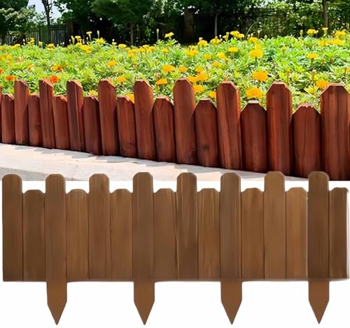Zumato 柵 庭 フェンス ガーデン 天然木製 耐久性 柵 擁壁 囲い 垣 土留め 根止め お庭作り 花壇飾り 花壇作り コンクリート床 泥床 ガーデニング 屋内 屋外 バルコニー 庭用 園芸用品 ガーデンエッジ フェンス 設置簡単 連結可能 (B コ