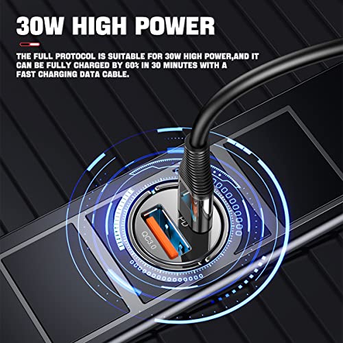 Usb C 60W Car Charger Fast Charge, 30W Pd& 30W Qc3.0 Fast Charge With Metal Body, Flush Fit Pull Ring Charge Adapter Universal For Iphone 13/13 Pro/12/12 Pro Max/Xs/Xr, Samsung Galaxy, Car Accessories #TOP3