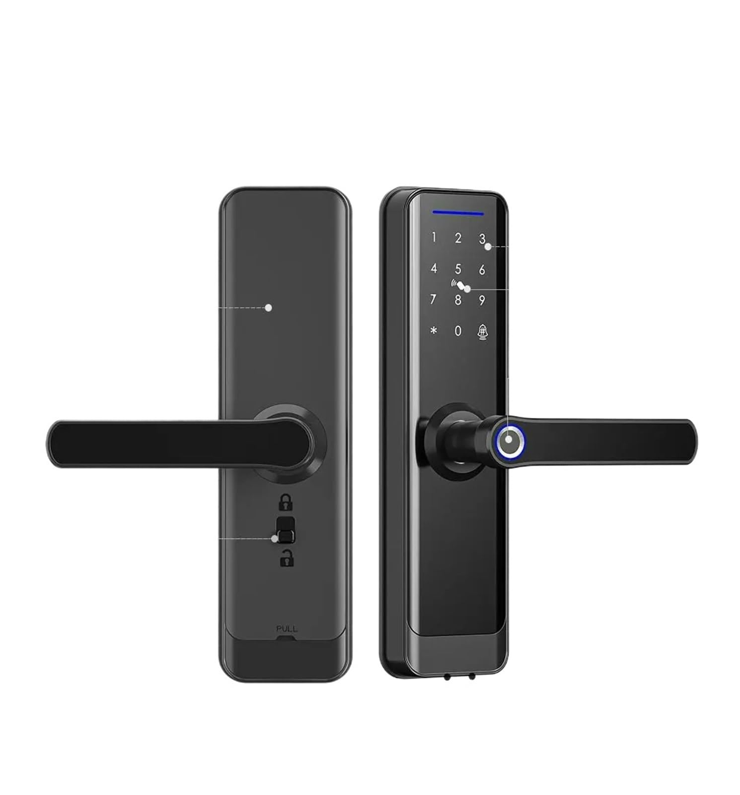 Cerradura de puerta inteligente con huella dactilar, cerradura con contraseña, cerradura eléctrica, tarjeta IC, contraseña, aplicación de desbloqueo remoto con timbre, cerradura mecánica de seguridad