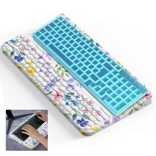 Wrist Rest for Computer Keyboard, Keyboard Wrist Rest, Ergonomic Keyboards Holder for Easy Typing Working, Wrist Pad for Keyboards with Comfortable Wrist Rest for Keyboard White Flower