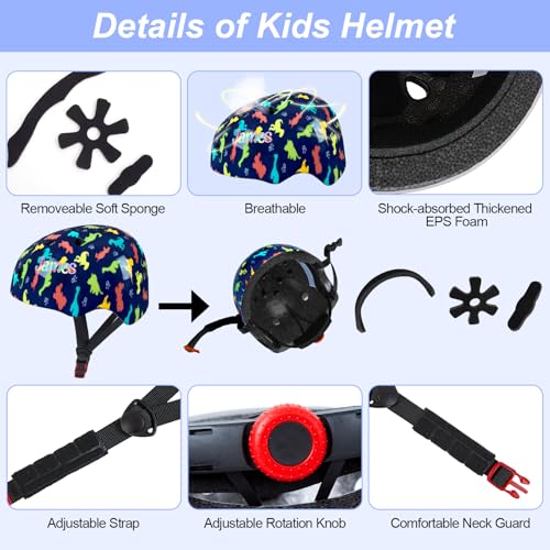 Kids Helmet, Toddler Bike Helmet with DIY Stickers Unicorn Knee Pads and Elbow Pads Set Adjustable Protective Gear Set for Girls Age 3-5-8 Years fit Roller Skates, Bicycle, Skateboarding, Scooter