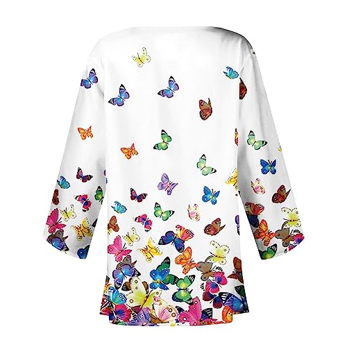 Long Sleeve Kimono for Womens Retro Print Casual Duster Blouse Tops Coat 3/4 Sleeve Jackets Lightweight Cardigans3