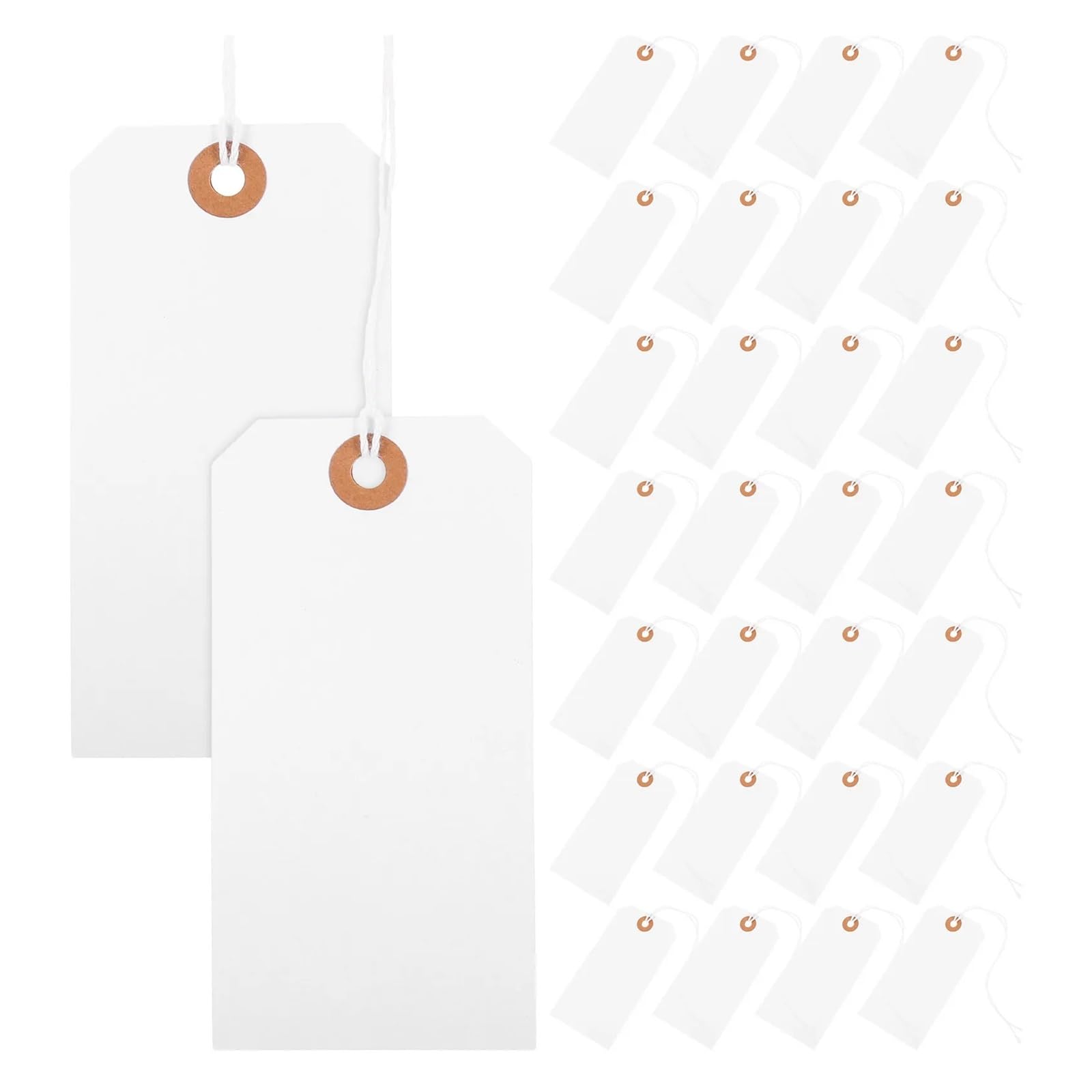 Lot de 200 étiquettes de prix vierges avec ficelle - Étiquettes de prix inscriptibles à suspendre - Carton pour bijoux, vêtements, chaussures, cadeau, inventaire de vente au détail pour affichage du