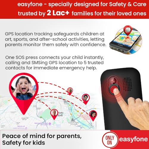 Image of Easyfone Star - Safety Device Cum Phone for Kids with SOS, GPS Tracking, Discreet Listening, Photo Dial, No Internet, 10 Days Battery Backup, Parental Control by Seniorworld - Green