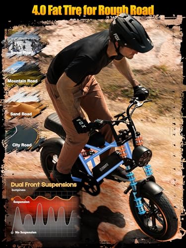 Image of 1500W Peak Electric Bike for Adults, 28MPH 48V 13Ah Removable Battery, 60 Mile Range, 16 inchx4.0 inch Fat Tire, 7-Speed E-Bike with Dual Suspension - Commuter Ebike for Men & Women