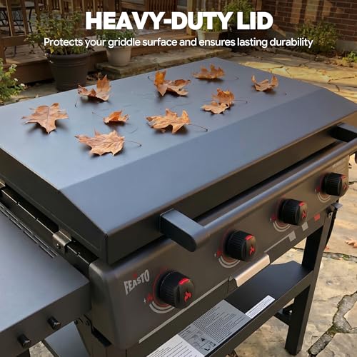 Image of Feasto 36-Inch 4 Burner Propane Flat Top Grill with Hood and Side Burner