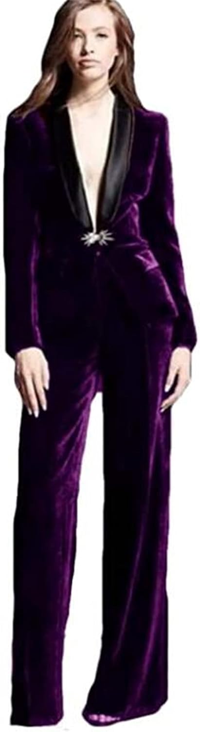 LIBODU Velvet Women Wedding Tuxedos Party Wear Suits Formal Business Suits