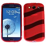  wortek Schutzhülle, kompatibel mit Samsung Galaxy S3 i9300, TPU Silikon Wave Design Rot