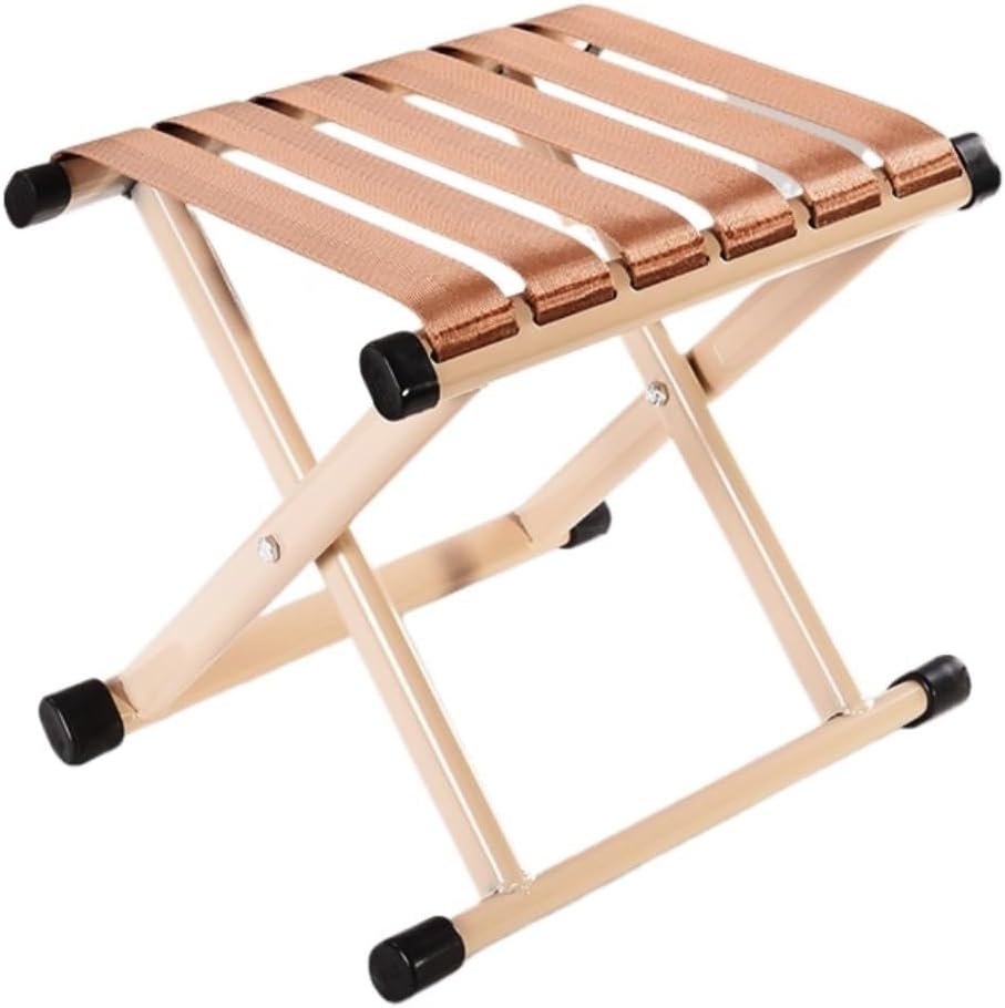 Camp Stool Folding Stool Boy Household Small Bench Mazar Outdoor Folding Chair Sturdy Fishing Chair Portable Metal Camping Stool(Gold,B)