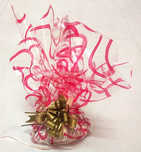 Image of 3A Featuretail 2o In x 26 In Wave Design Transparent Cellophane Sheets For Gift Wrap, Baskets Hampers, Flowers (25 Micron, Pack of 25) (Red)