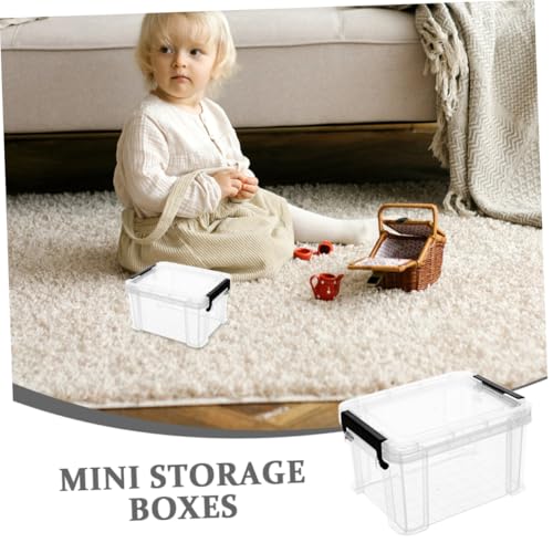 Image of Totority Mini Storage Boxes Set of 4 Clear Plastic Storage Containers 3.26X2.55X1.96 Inch Compact Organizer for Toy Craft Supplies and Home Sundries