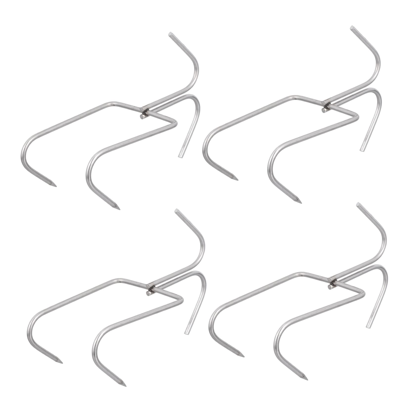 Cabilock Set of 4 Double Hook BBQ Racks Strong Steel Construction for Smoker and Hooks