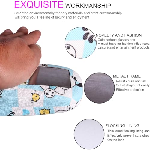 Image of ADBGV Cute Stylish Hard Shell Eyeglasses Cases Protective Case Storage Box With Glasses Cloth Eyeglass Strap for Girl Teen
