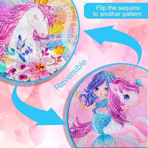 CCJPX 3PCS Kids Rolling Backpack for Girls, Unicorn Sequin Roller Wheeled Bookbag Toddler Elementary School Bag with Wheels 5