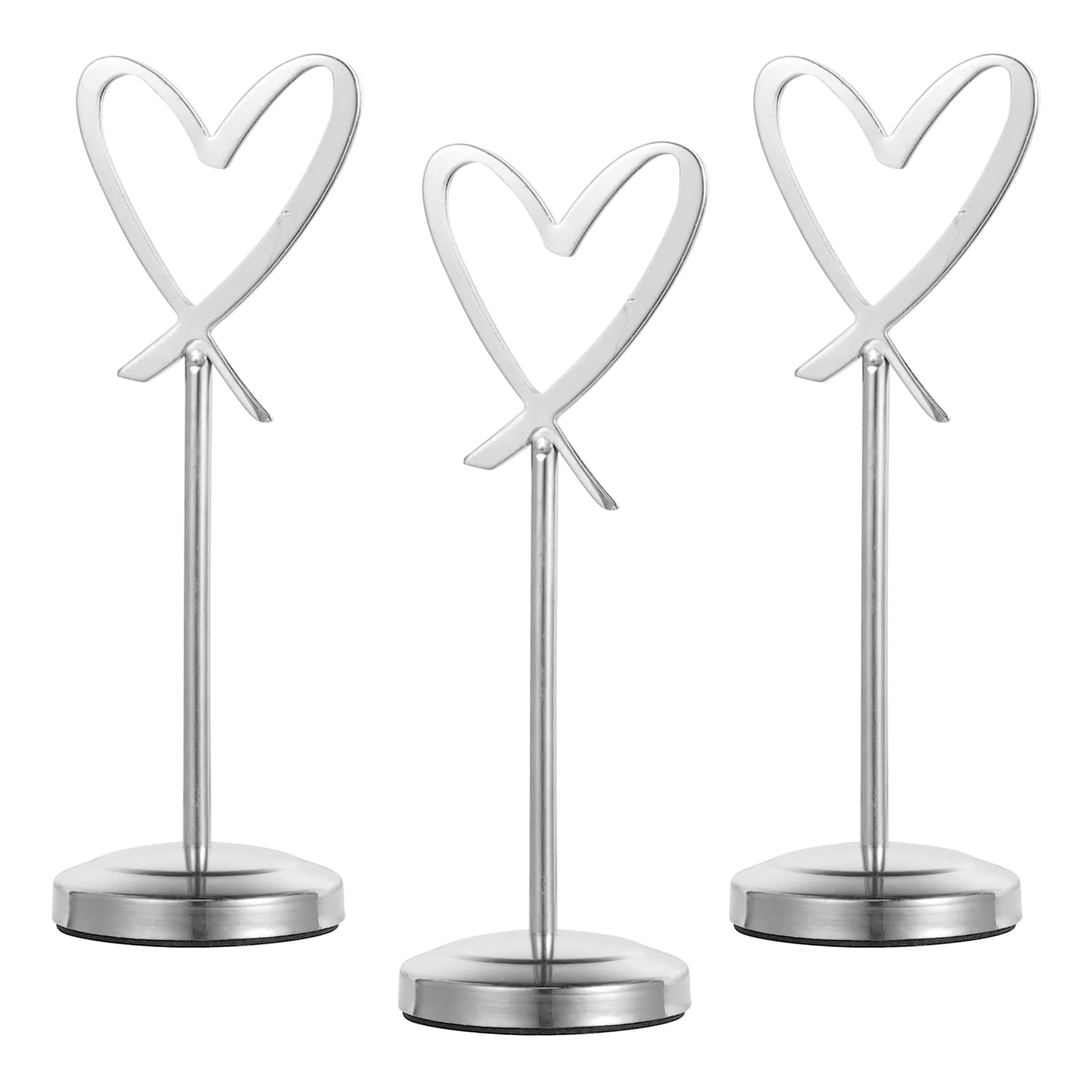 Clip De Soporte De Tarjeta Tipo Corazón De Metal, 3 Piezas, Soporte Para Números De Mesa En Oro Plateado, Soporte Para Menú De Mesa, Soporte Para Tarjetas Para Recepción De Bodas (3 Piezas Plateadas