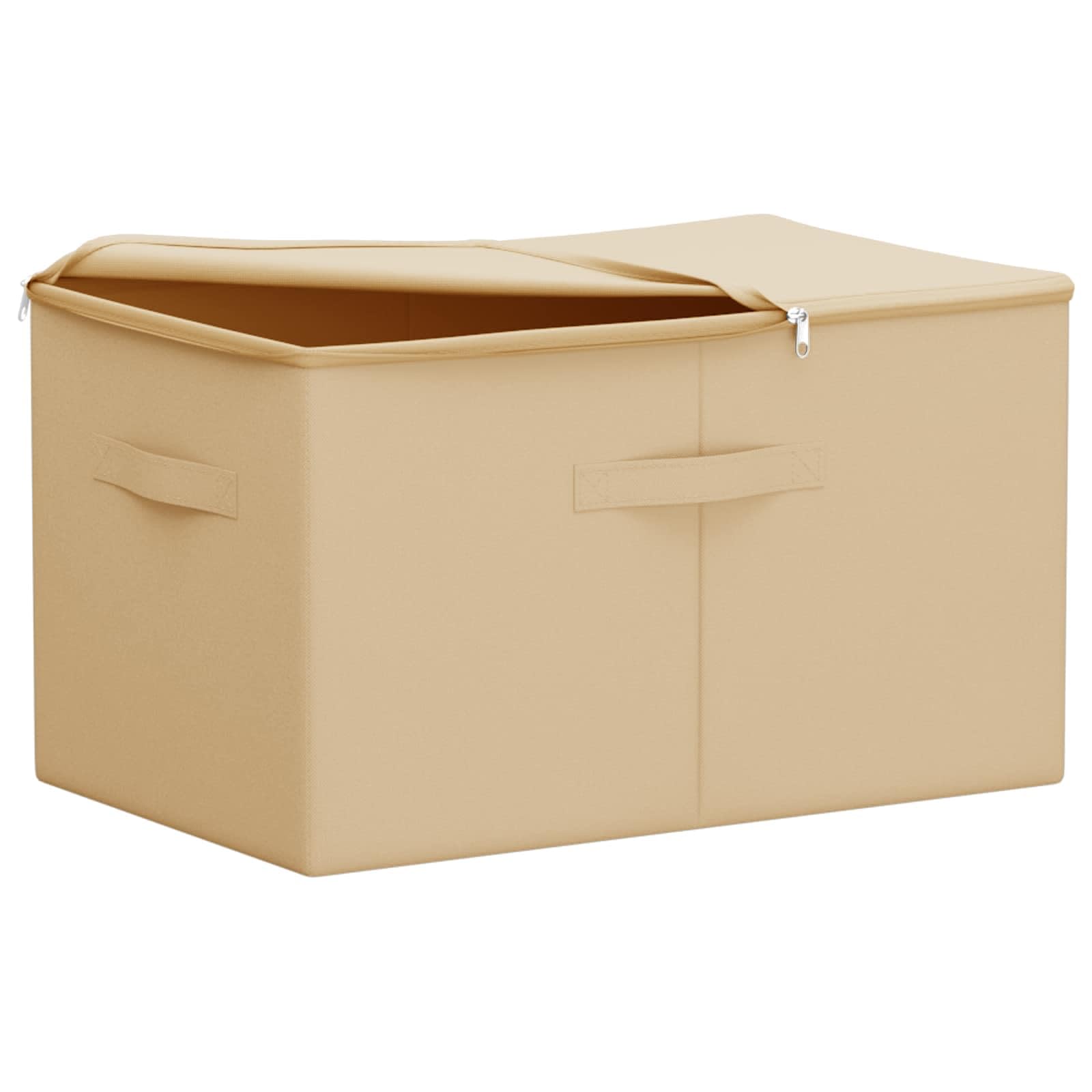 Lot de 6 boîtes de rangement 60 x 43 x 35 cm en tissu non tissé pliable avec fermeture éclair pour vêtements, linge de lit, crème