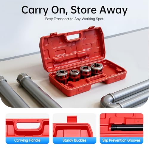 Pipe Threading Machine Manual Ratcheting Pipe Threader with 5 Dies, Pipe Cutter & Pipe Vise, Hand-held Pipe Threader Tool 3/8\"-1-1/4\'\' for Galvanized Pipe, Iron & Steel Pipe - Thumbnail 3