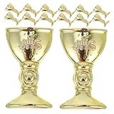 BIUDECO Copas de Champán de Plástico Miniatura Retro, 200 Unidades Doradas para Bodas y Fiestas, Copas Decorativas Vintage para Ofrendas y Suministros de Celebración, Ligeras Reutilizable