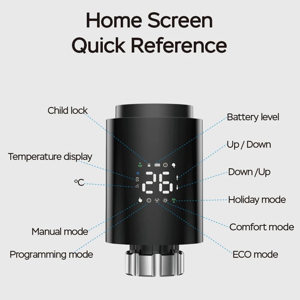 Tuya Smart ZigBee Heizkörperantrieb TRV Programmierbares Thermostatisches Heizkörperventil App-Fernbedienung Langlebig Schwarz