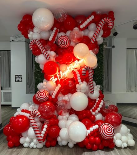 Image of KBZVNAF Red and White Latex Balloons - 60 Pack 12 inch Red White Confetti Party Balloons for Birthday, Baby Shower, Wedding, Christmas, Valentine's Day Party Decorations