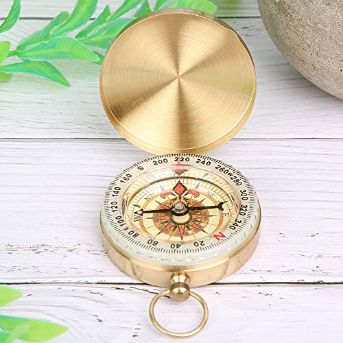 Brújula de bolsillo retro de latón Yosoo con giro 360° miniatura 2
