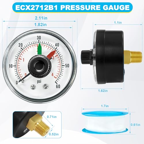 Image of ECX2712B1 Pressure Gauge with PTFE Sealant Tape