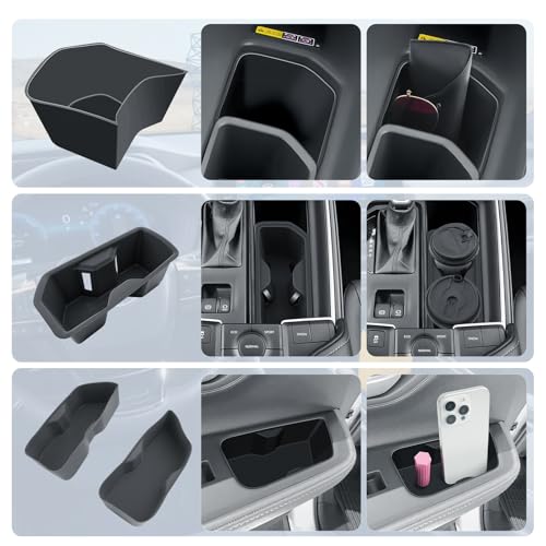 BIBIBO 4 Pack for 2025 2026 Grand Highlander Silicon Central Control Organizer 2024-2026 Toyota Grand Highlander/2025 2026 Grand Highlander Hybrid Control Insert Cup Holder+Rear Door Side Storage Box by BIBIBO - Used condition - Image 2