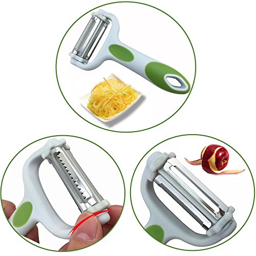 Herb Scissors And Multipurpose Peeler - 5 Sharp Blades Stainless Steel Unique Cooking Utensils Kitchen Shear Gadgets With Cover & Cleaning Comb - With Bonus Ebook #TOP5