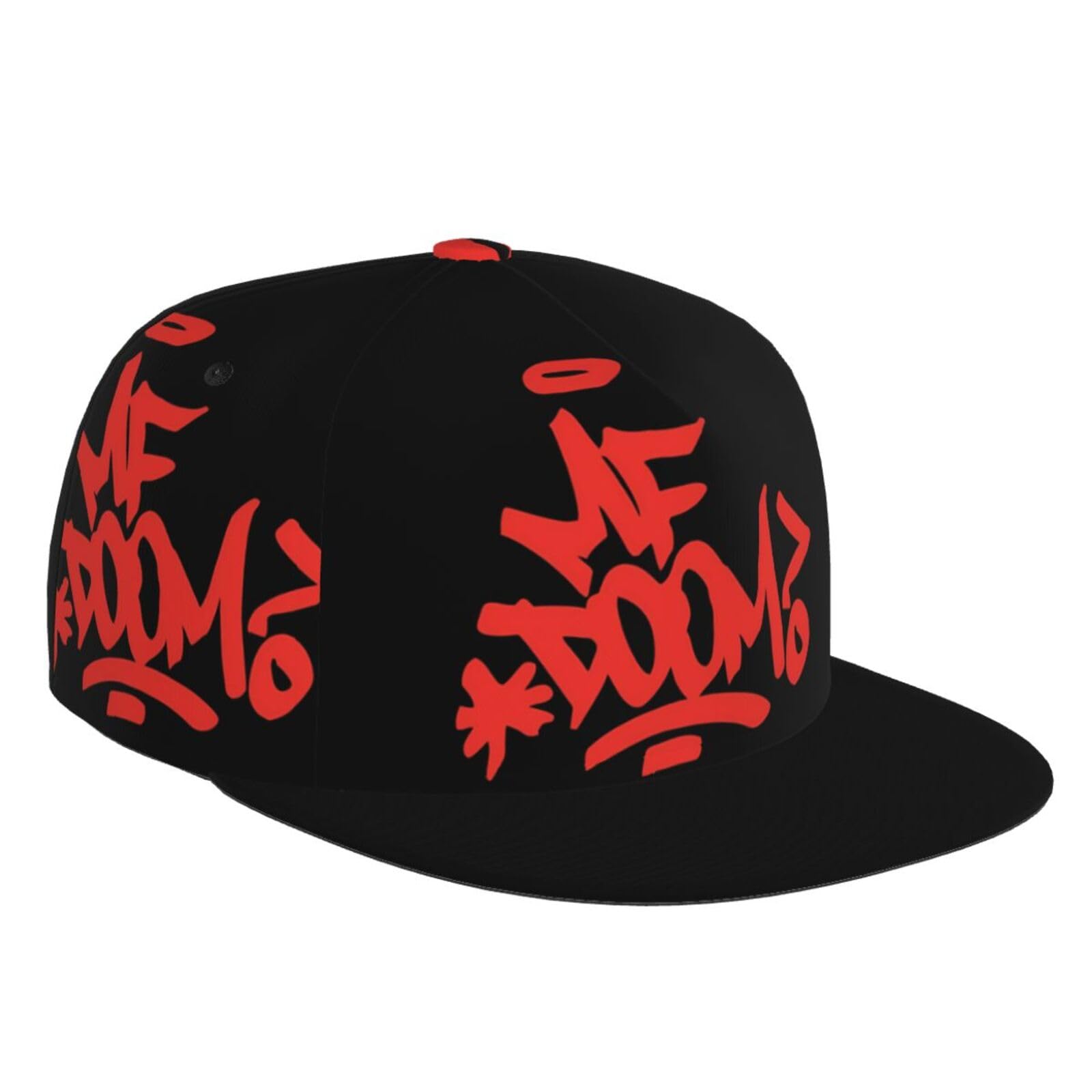 QANCOSI MF Rapper Doom Hat Flat-Brimmed Baseball Cap Dad Ball Hat Snapback Hip Hop Cap for Men and Women Black