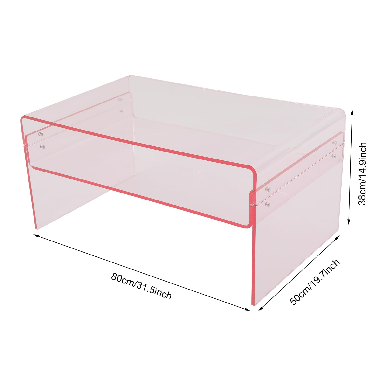 Akrylowy stolik pomocniczy stolik kawowy 80 x 50 x 38 cm 2-stopniowy różowy