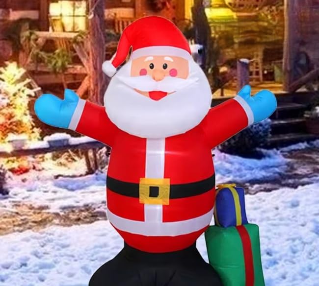 NLIGHTING Gonflable Père Noël lumineux 2,10 x 1 m, pour décorer avec joie votre Noël