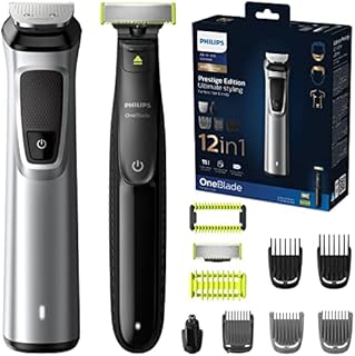 Philips Multigroom series 9000 MG9710/90, 12 w 1, do twarzy, włosów i ciała, 12 nasadek Samoostrzące się metalowe ostrza Czas pracy  do 120 min Możliwość korzystania pod prysznicem