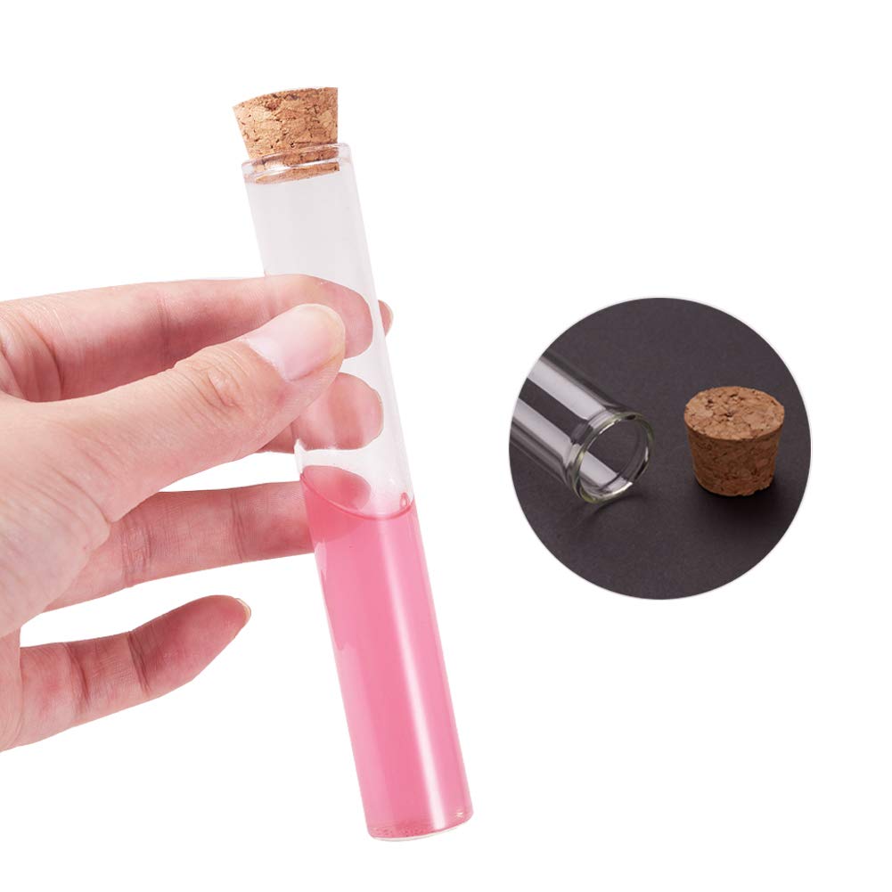 BENECREAT 20PCS 30ml Tube à essai en Verre avec Bouchon en liège Clair Plat Mini Bouteilles en Verre bocaux pour Laboratoire, Party Favors, Bonbons, Gumball, épices, Perles