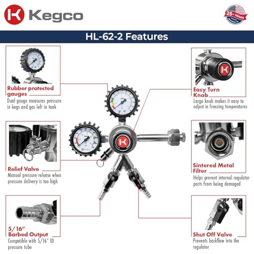 Image of Kegco Premium Commercial Grade Dual Gauge Two Product CO2 Draft Beer Regulator