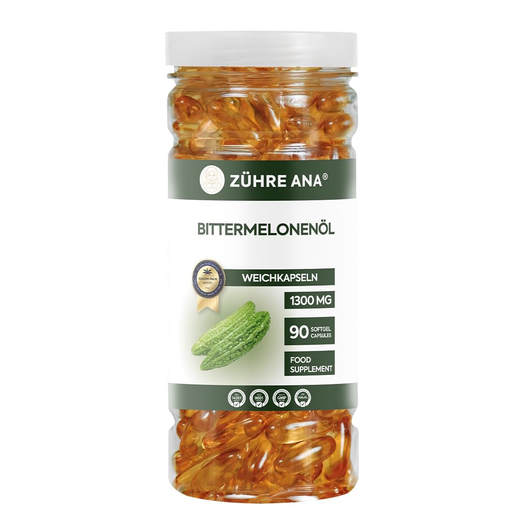 Zühre Ana Lot de 90 capsules d'huile de melon amer 1300 mg - Naturelle et pure - Facile à avaler