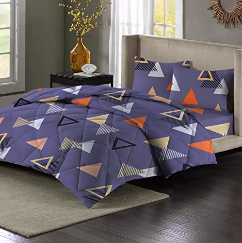Image of HOMEKART 220 GSM Microfiber 4-Piece Comforter Bedding Set for Double Bed | King Size AC Comforter with Flat Bedsheet (90x100 Inch) & 2 Pillow Covers | Soft, Lightweight & All-Season | Purple